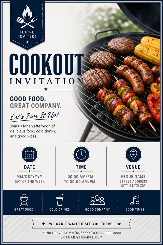 Cookout Invitation — corporate style invitation card