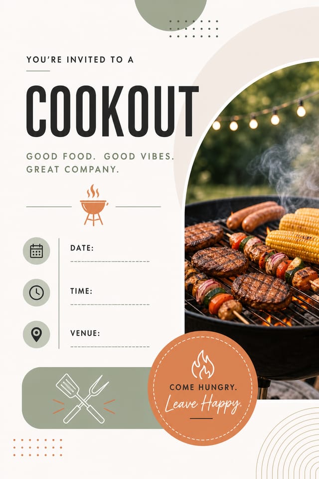 Cookout Invitation — modern style invitation card