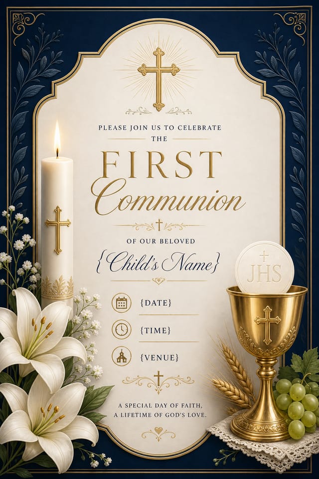 First Communion Invitation — elegant style invitation card