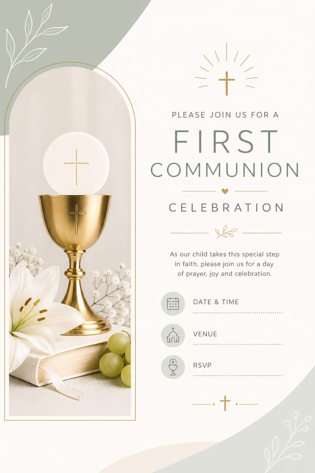 First Communion Invitation — modern style invitation card