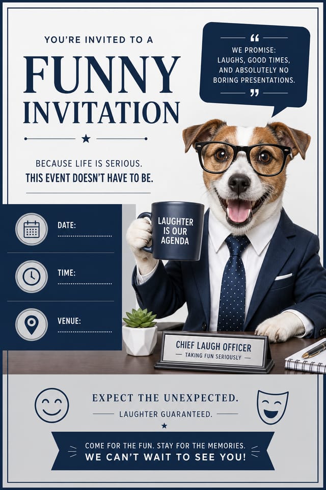 Funny Invitation — corporate style invitation card