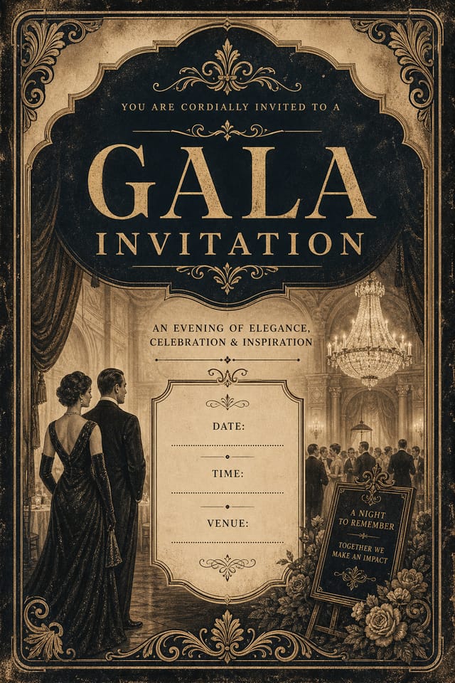 Gala Invitation — vintage style invitation card