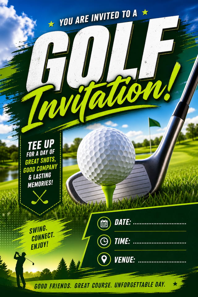Golf Invitation — vibrant style invitation card