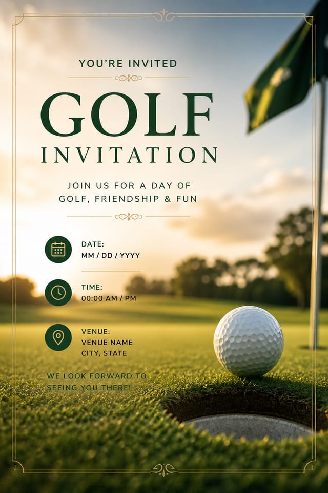 Golf Invitation — photo-realistic style invitation card