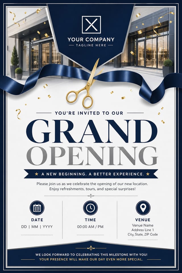 Grand Opening Invitation — corporate style invitation card