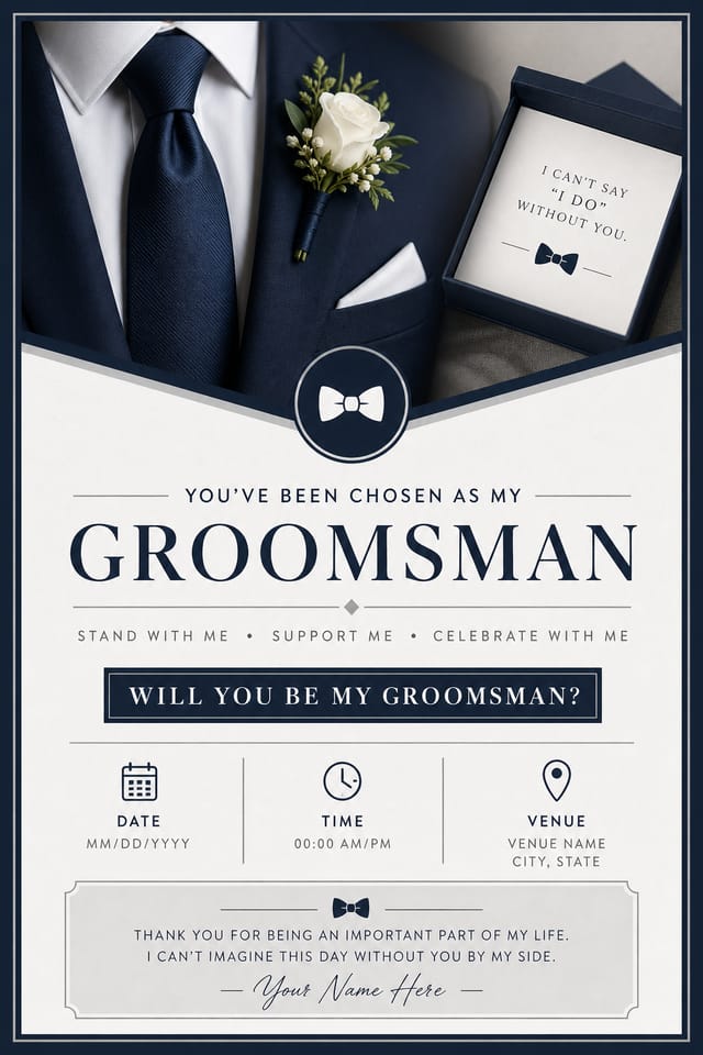 Groomsman Invitation — corporate style invitation card