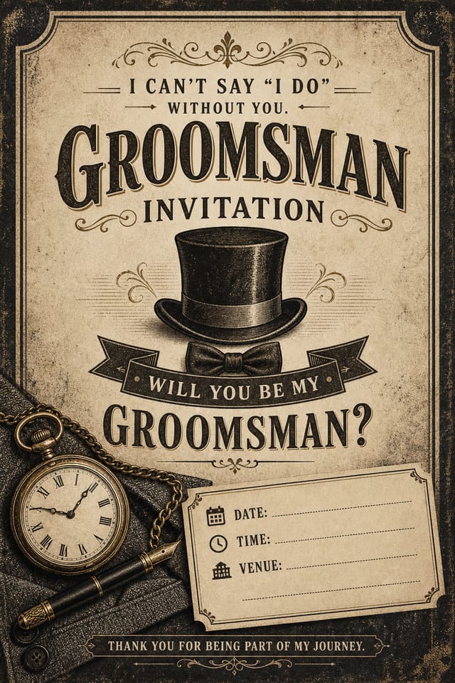 Groomsman Invitation — vintage style invitation card