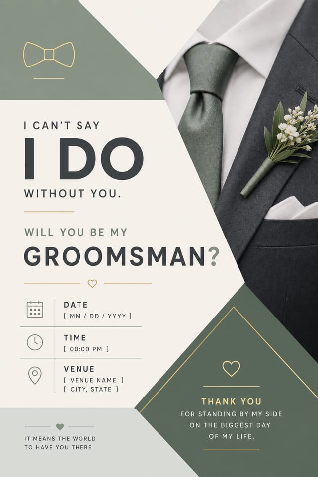 Groomsman Invitation — modern style invitation card