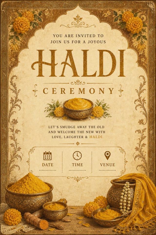 Haldi Invitation — vintage style invitation card