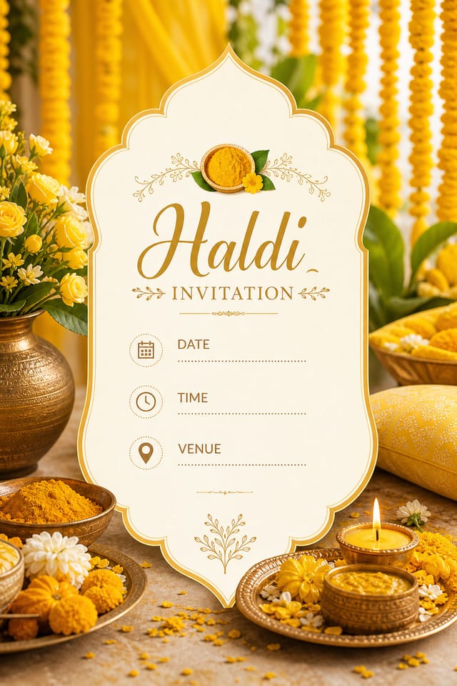 Haldi Invitation — photo-realistic style invitation card