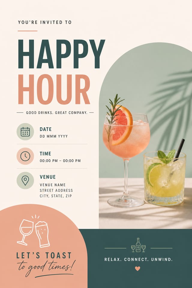 Happy Hour Invitation — modern style invitation card