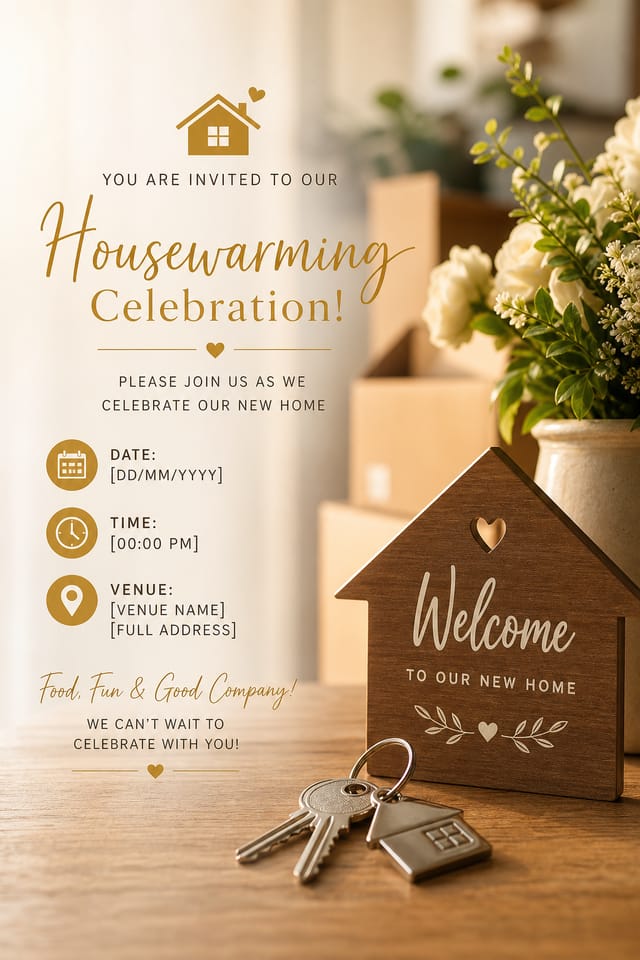 Housewarming Invitation — photo-realistic style invitation card