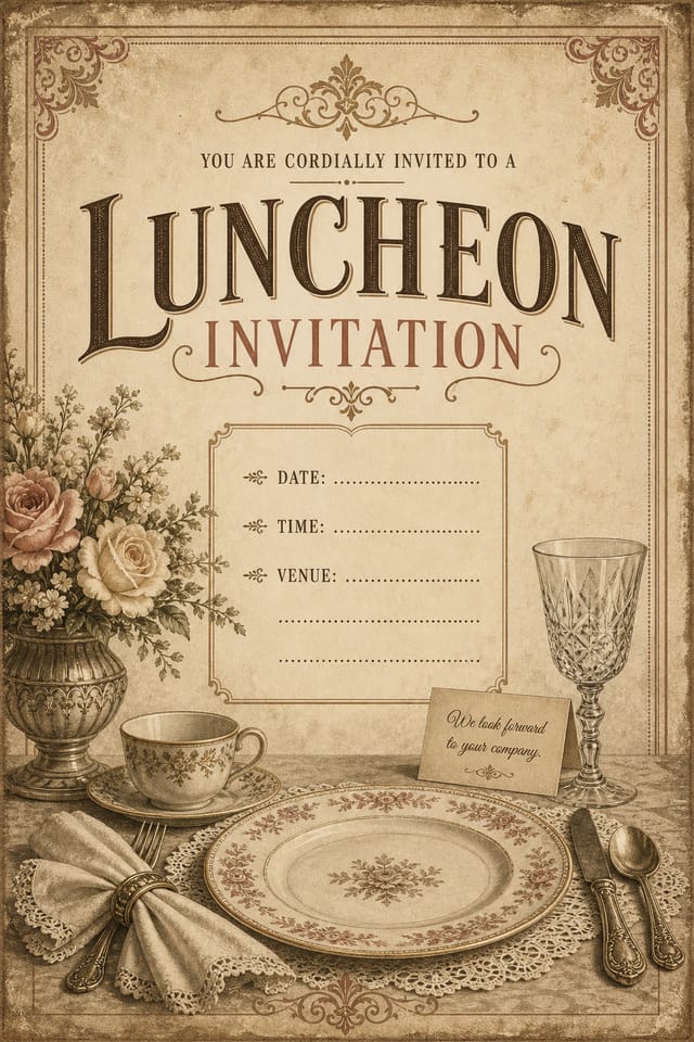 Luncheon Invitation — vintage style invitation card