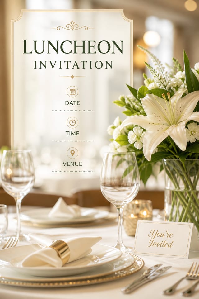 Luncheon Invitation — photo-realistic style invitation card