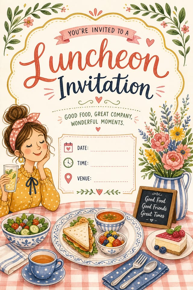 Luncheon Invitation — illustration style invitation card