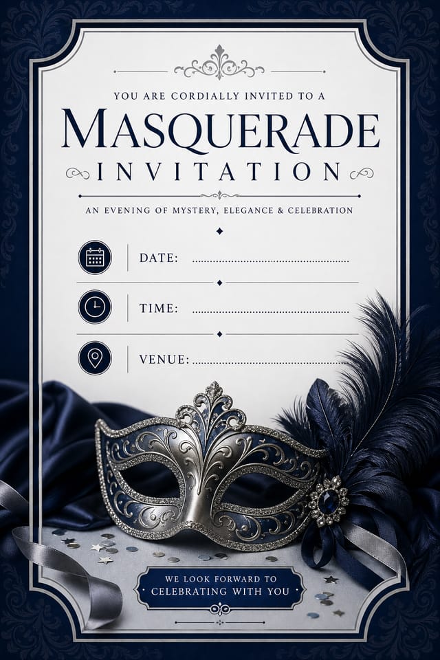 Masquerade Invitation — corporate style invitation card