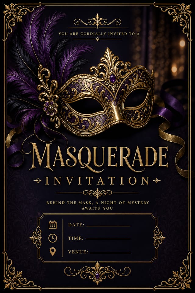 Masquerade Invitation — elegant style invitation card