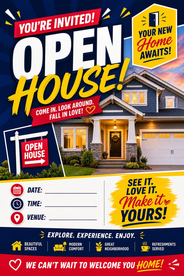 Open House Invitation — vibrant style invitation card