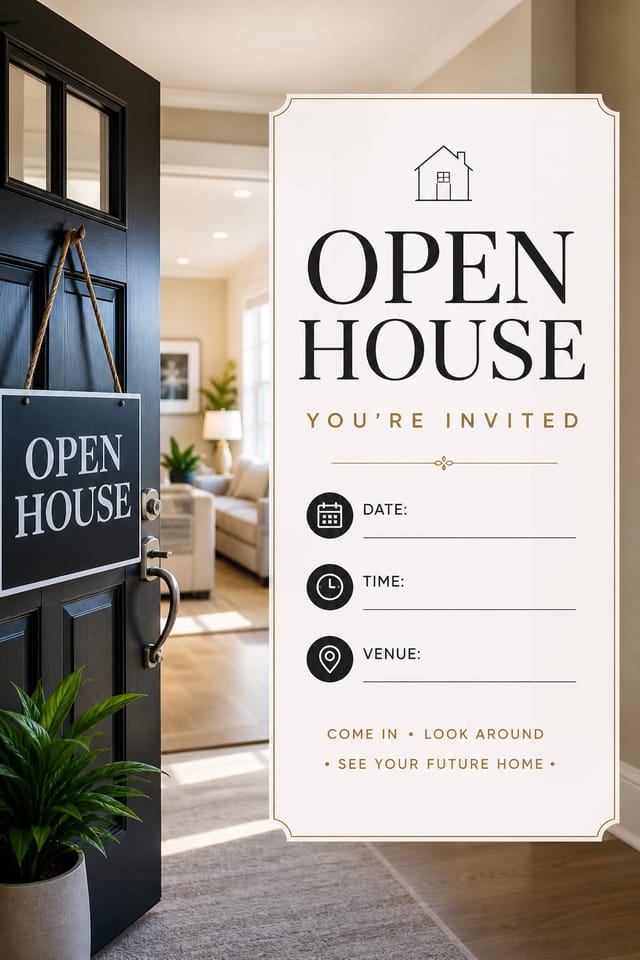 Open House Invitation — photo-realistic style invitation card