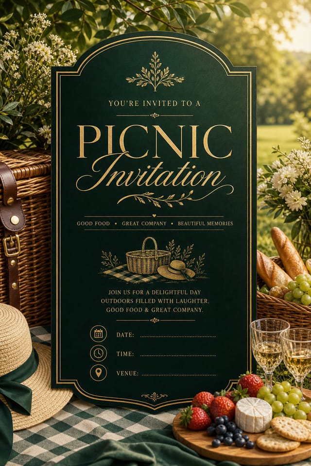 Picnic Invitation — elegant style invitation card