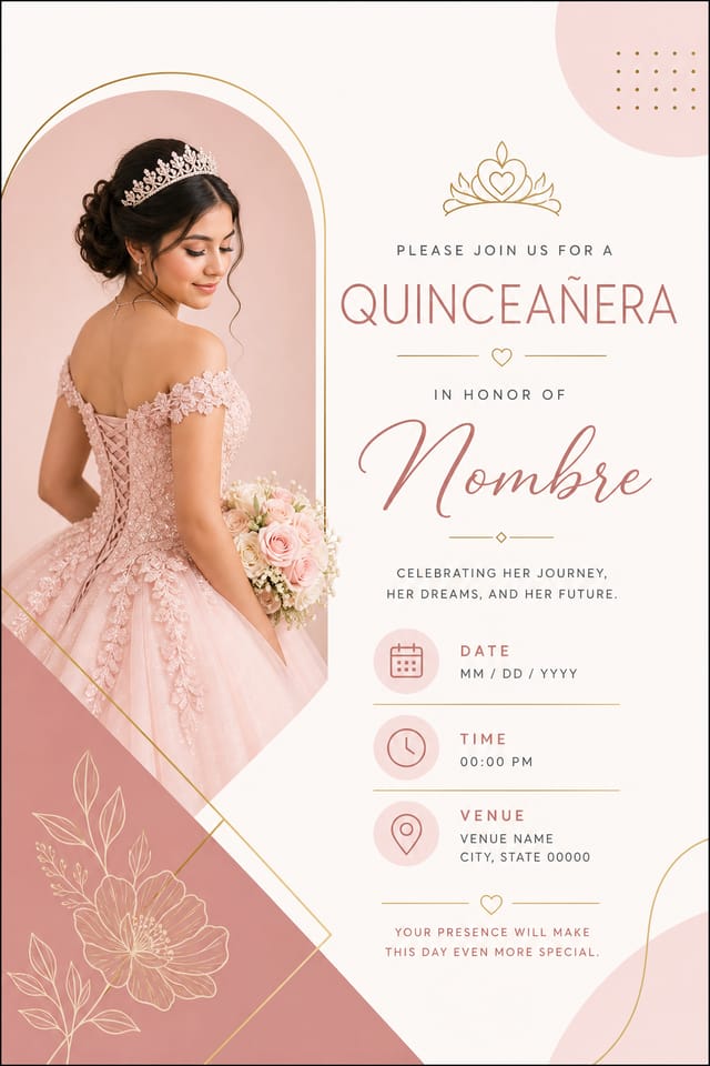 Quinceanera Invitation — modern style invitation card