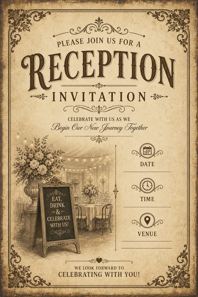 Reception Invitation — vintage style invitation card