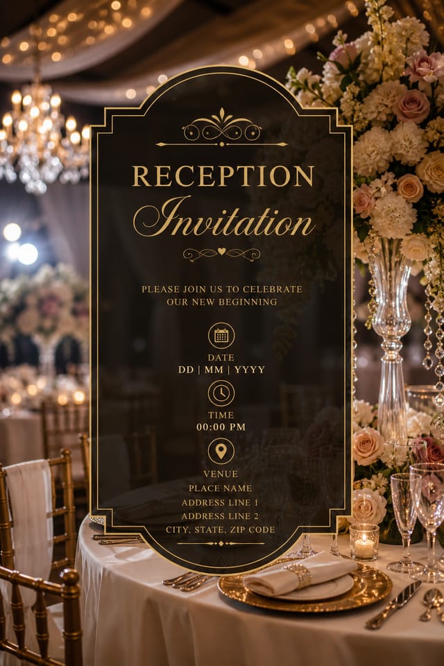 Reception Invitation — photo-realistic style invitation card