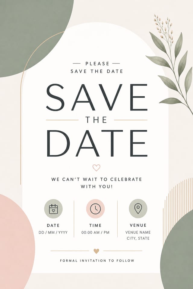 Save The Date Invitation — modern style invitation card