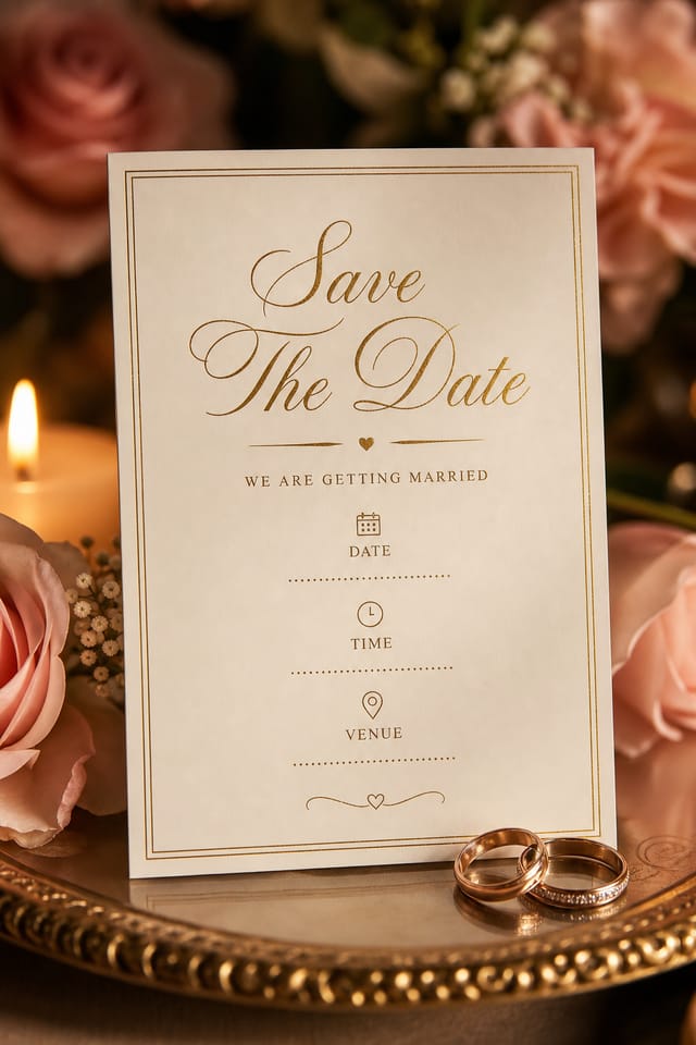 Save The Date Invitation — photo-realistic style invitation card