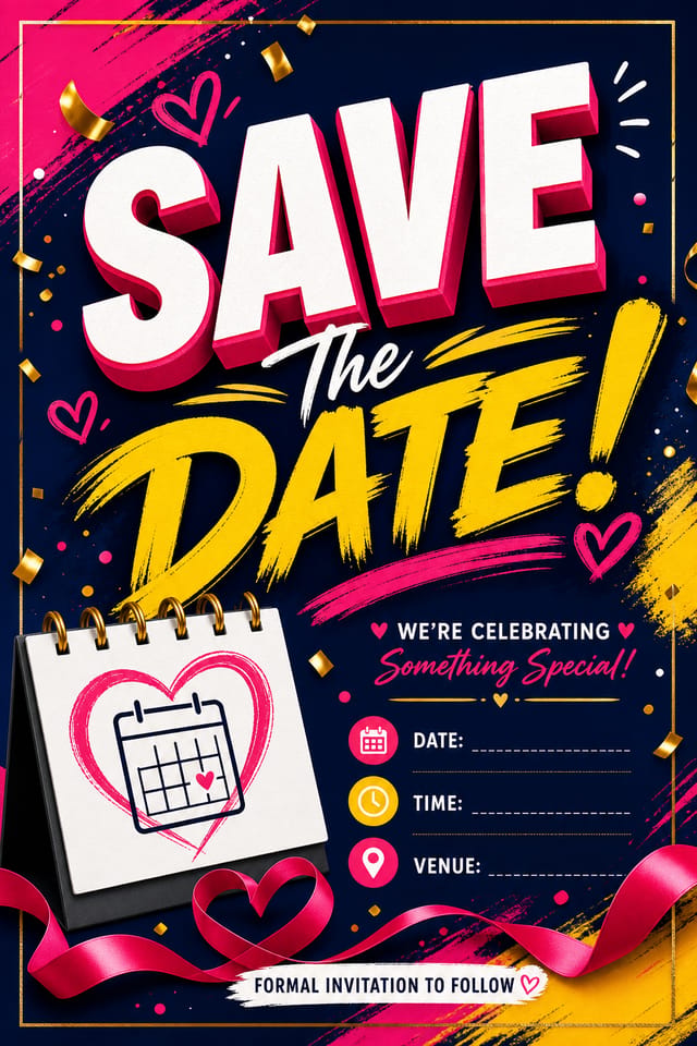 Save The Date Invitation — vibrant style invitation card