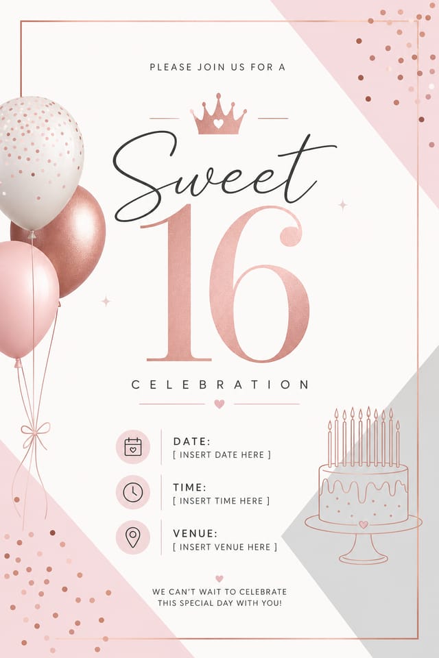 Sweet 16 Invitation — modern style invitation card