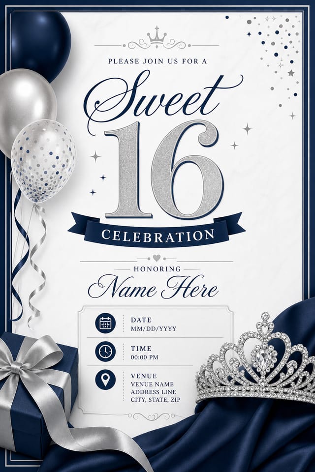 Sweet 16 Invitation — corporate style invitation card