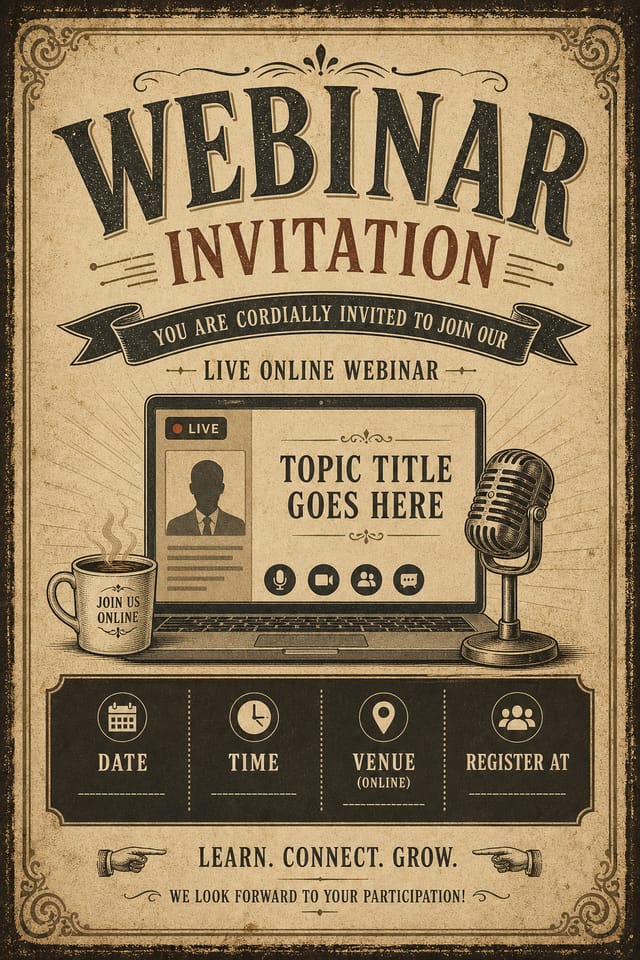 Webinar Invitation — vintage style invitation card