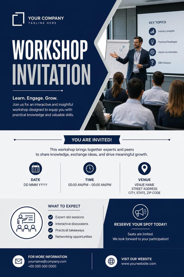 Workshop Invitation — corporate style invitation card