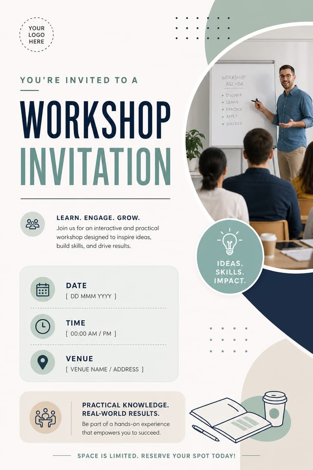 Workshop Invitation — modern style invitation card