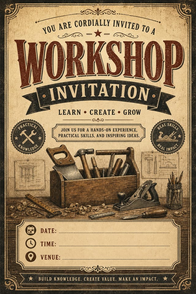 Workshop Invitation — vintage style invitation card