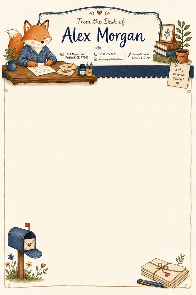Personal Letterhead — illustration style letterhead