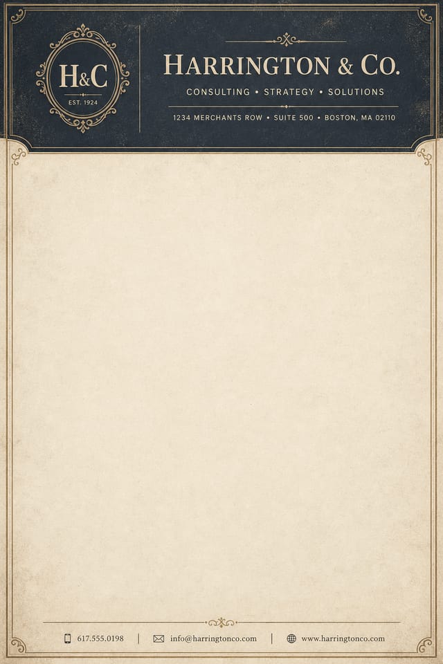 Professional Letterhead — vintage style letterhead, featuring corporate gradient, clean grid layout, professional palette
