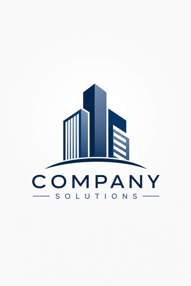Company Logo — modern style logo concept, featuring corporate office, abstract gradient, navy and white palette