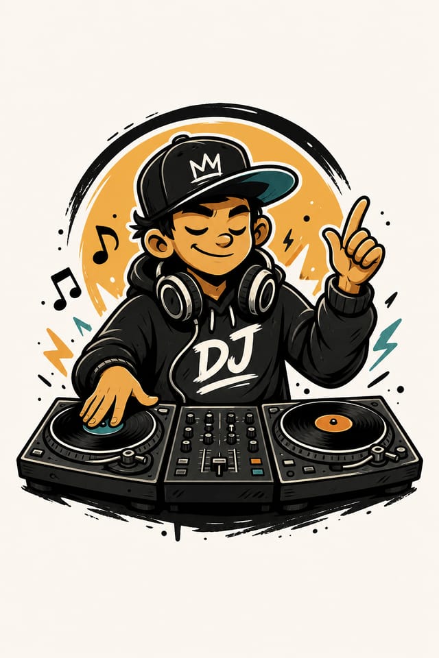 DJ Logo — illustration style logo concept