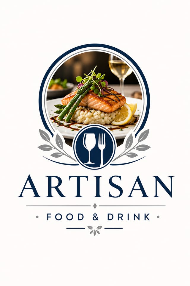 Food &amp; Drink Logo — corporate style logo concept, featuring gourmet dish photography, fresh ingredients, warm appetizing tones