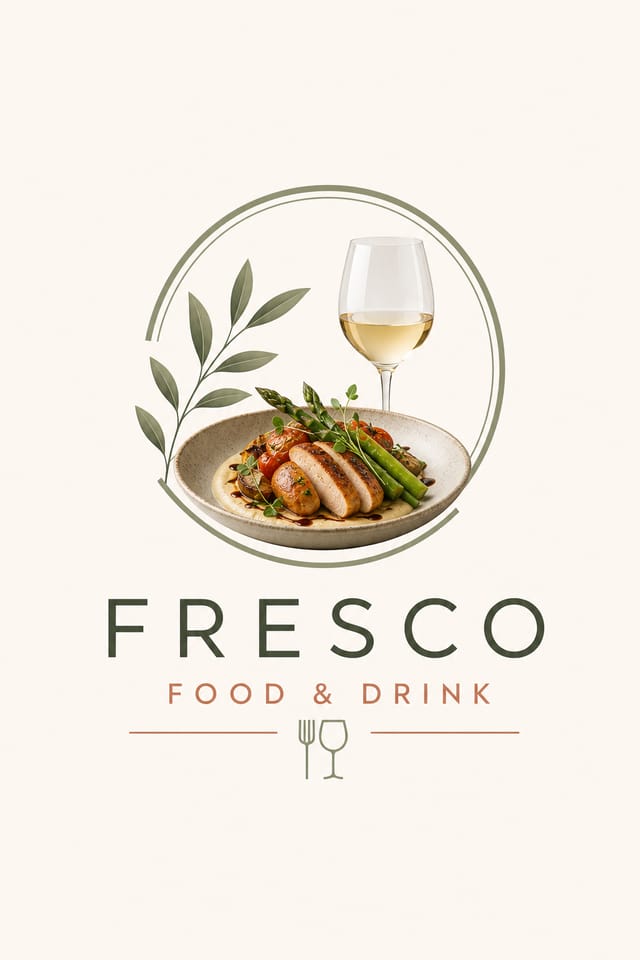 Food &amp; Drink Logo — modern style logo concept, featuring gourmet dish photography, fresh ingredients, warm appetizing tones