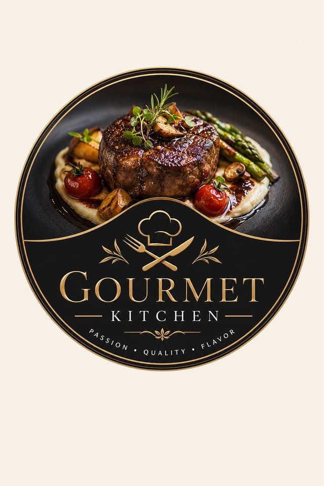 Food Logo — elegant style logo concept, featuring gourmet dish photography, fresh ingredients, warm appetizing tones