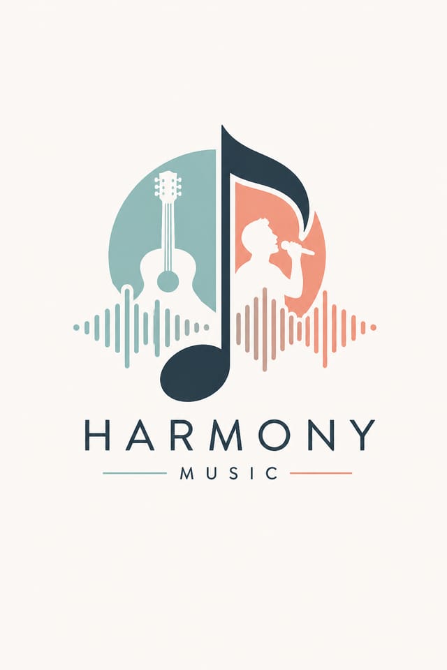 Music Logo — modern style logo concept, featuring musical notes, instruments, sound waves, performance imagery