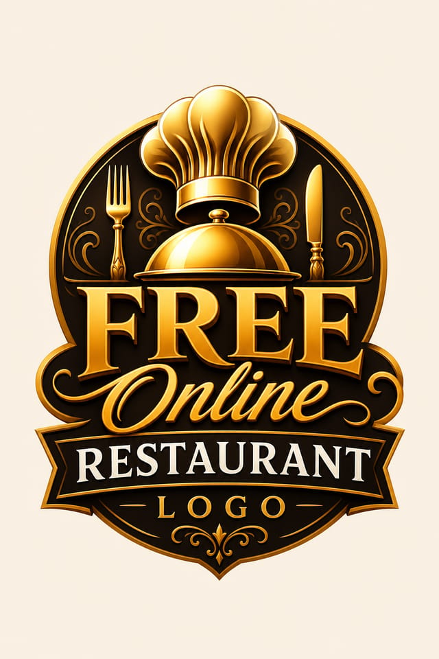 Free Online Restaurant Logo — vibrant style logo concept, featuring culinary imagery, fine dining, elegant typography, warm gold tones