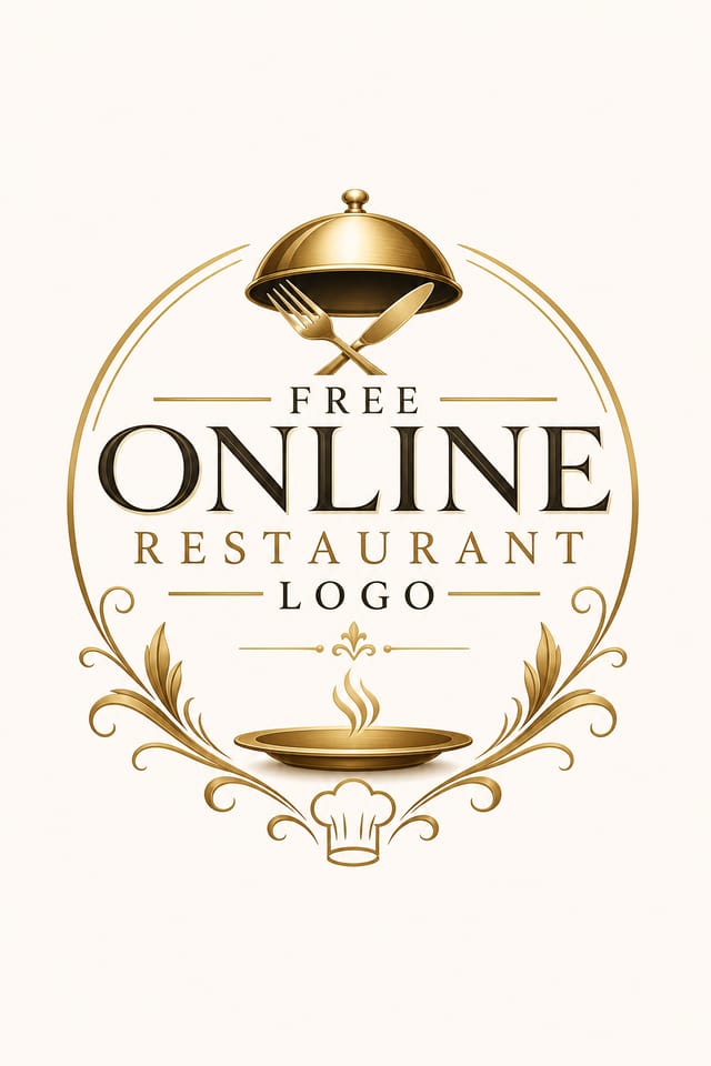 Free Online Restaurant Logo — elegant style logo concept, featuring culinary imagery, fine dining, elegant typography, warm gold tones