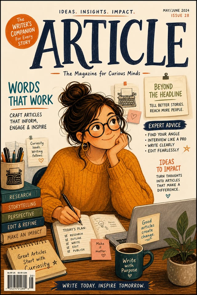 Article Magazine Cover — illustration style magazine cover