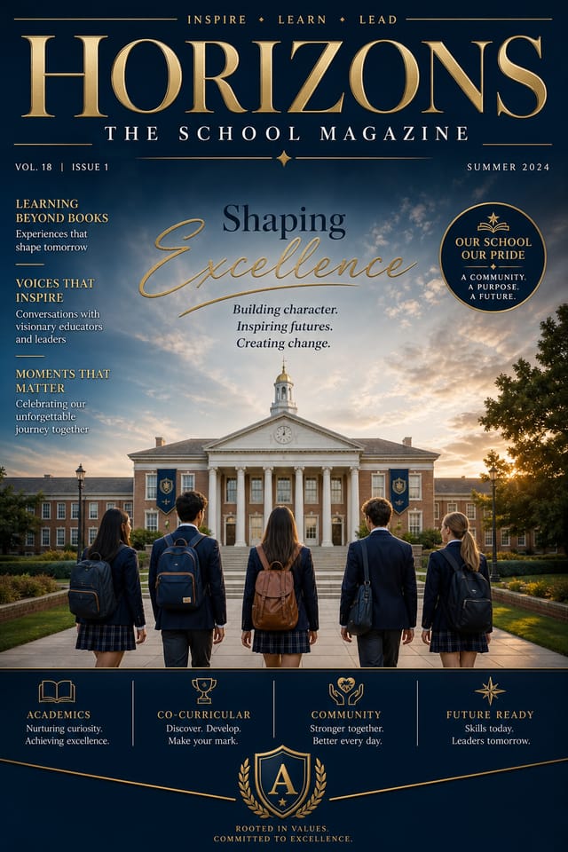 School Magazine Cover — elegant style magazine cover