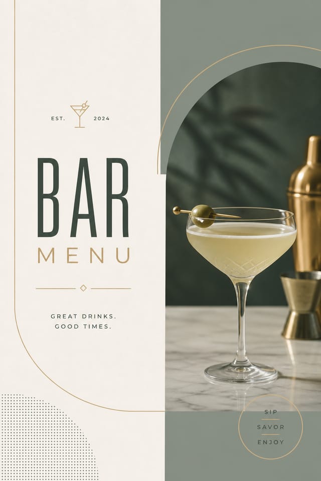 Bar Menu — modern style menu cover