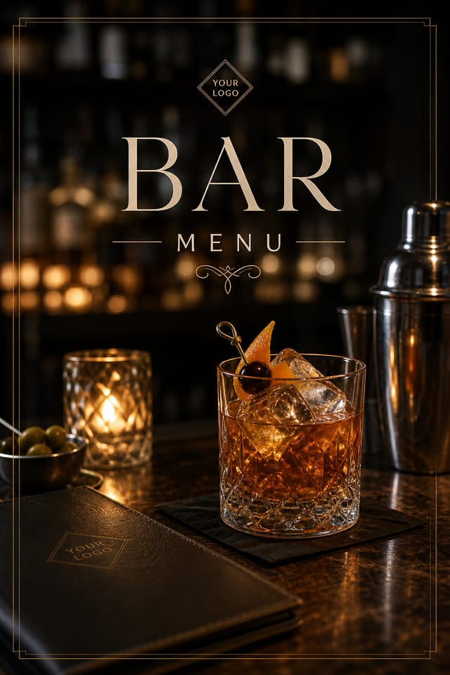 Bar Menu — photo-realistic style menu cover
